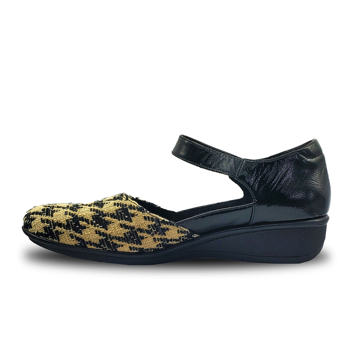 Revere Osaka Wedge Sandal (Women) - Houndstooth Dress-Casual - Flat - The Heel Shoe Fitters