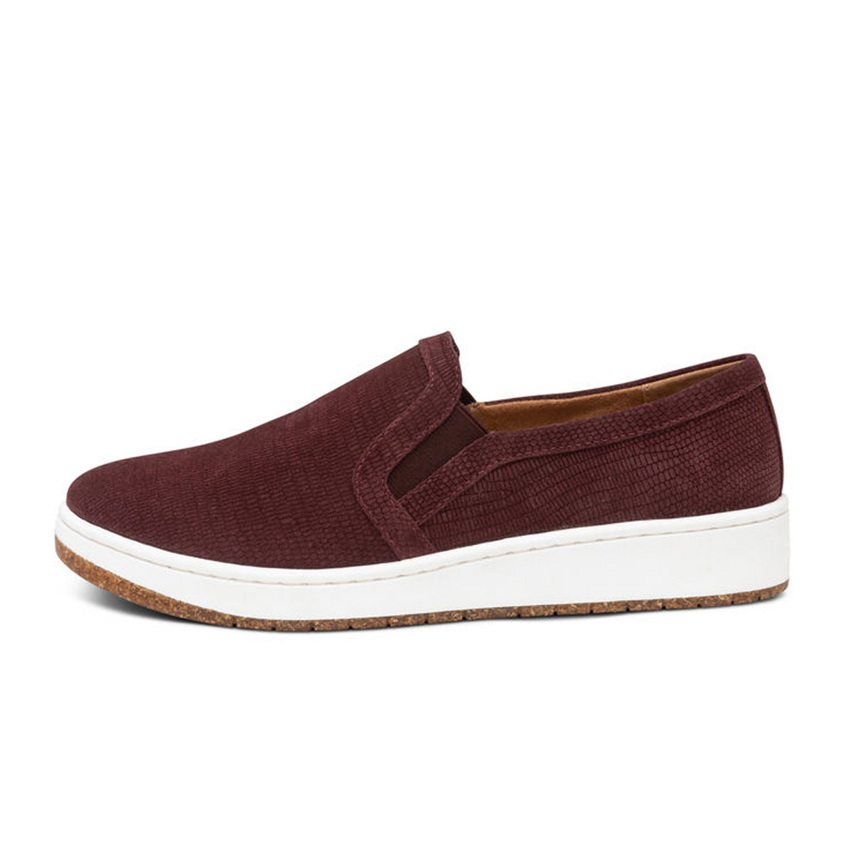 Aetrex Kenzie Slip On (Women) - Burgundy Croc Dress-Casual - Slip On - The Heel Shoe Fitters