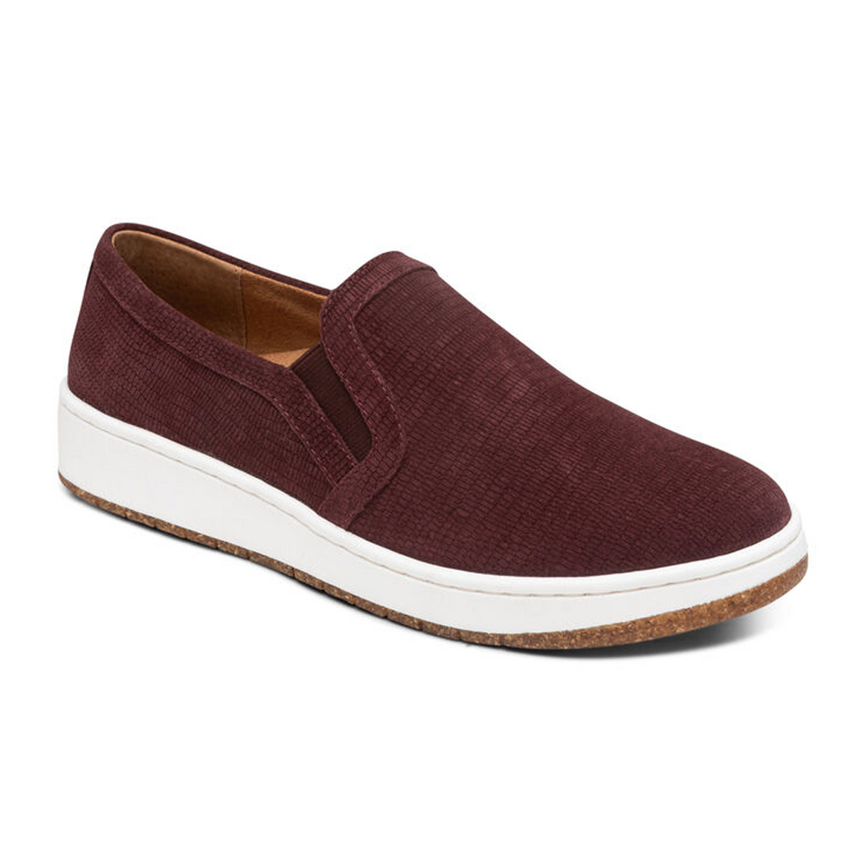 Aetrex Kenzie Slip On (Women) - Burgundy Croc Dress-Casual - Slip On - The Heel Shoe Fitters