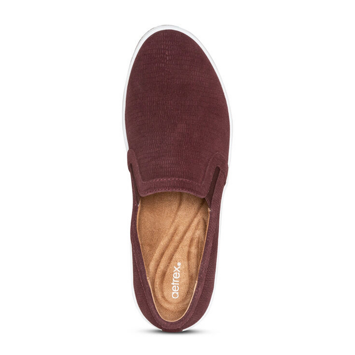 Aetrex Kenzie Slip On (Women) - Burgundy Croc Dress-Casual - Slip On - The Heel Shoe Fitters
