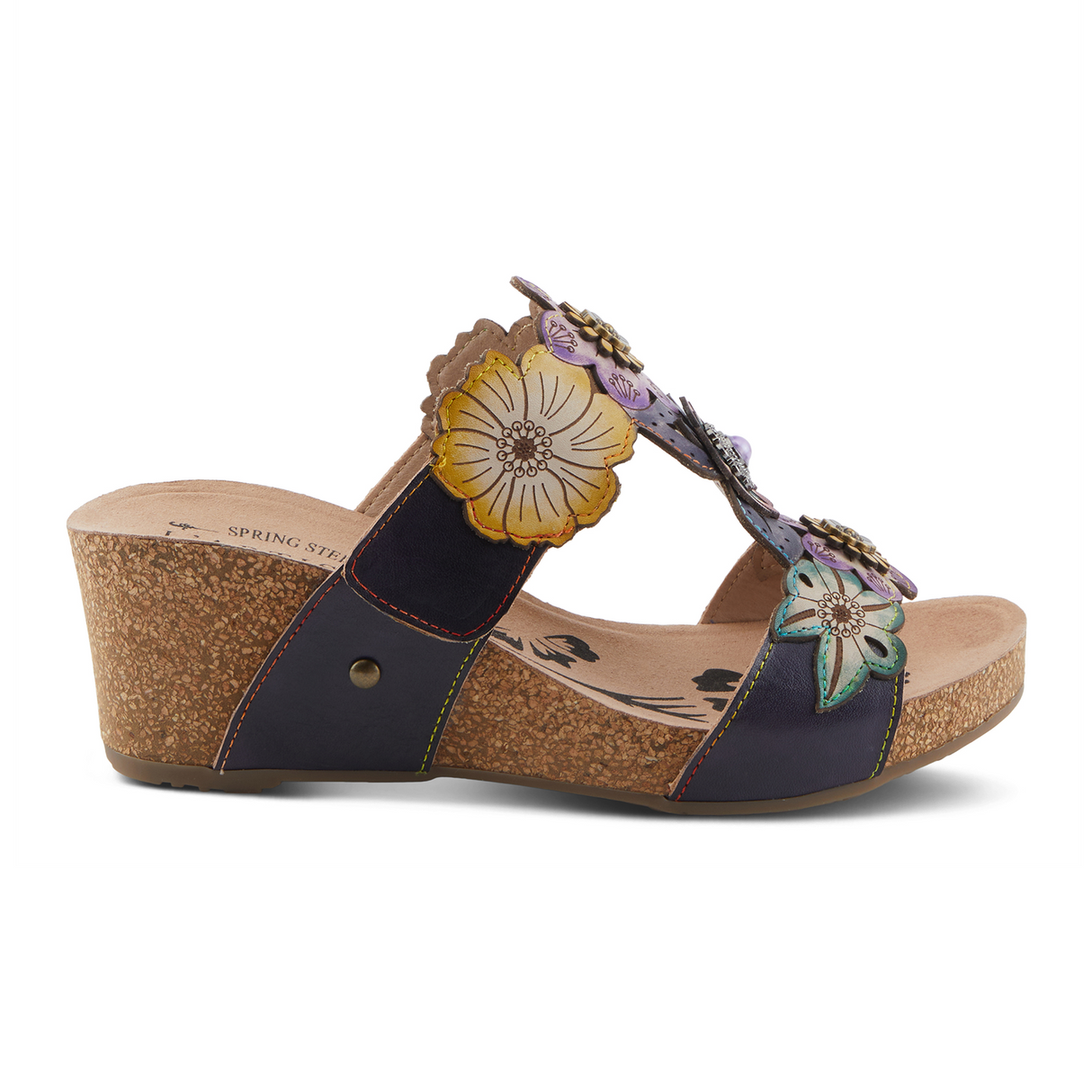 L'Artiste Prettypetals Wedge Sandal (Women) - Navy Multi Sandal - Heel/Wedge - The Heel Shoe Fitters