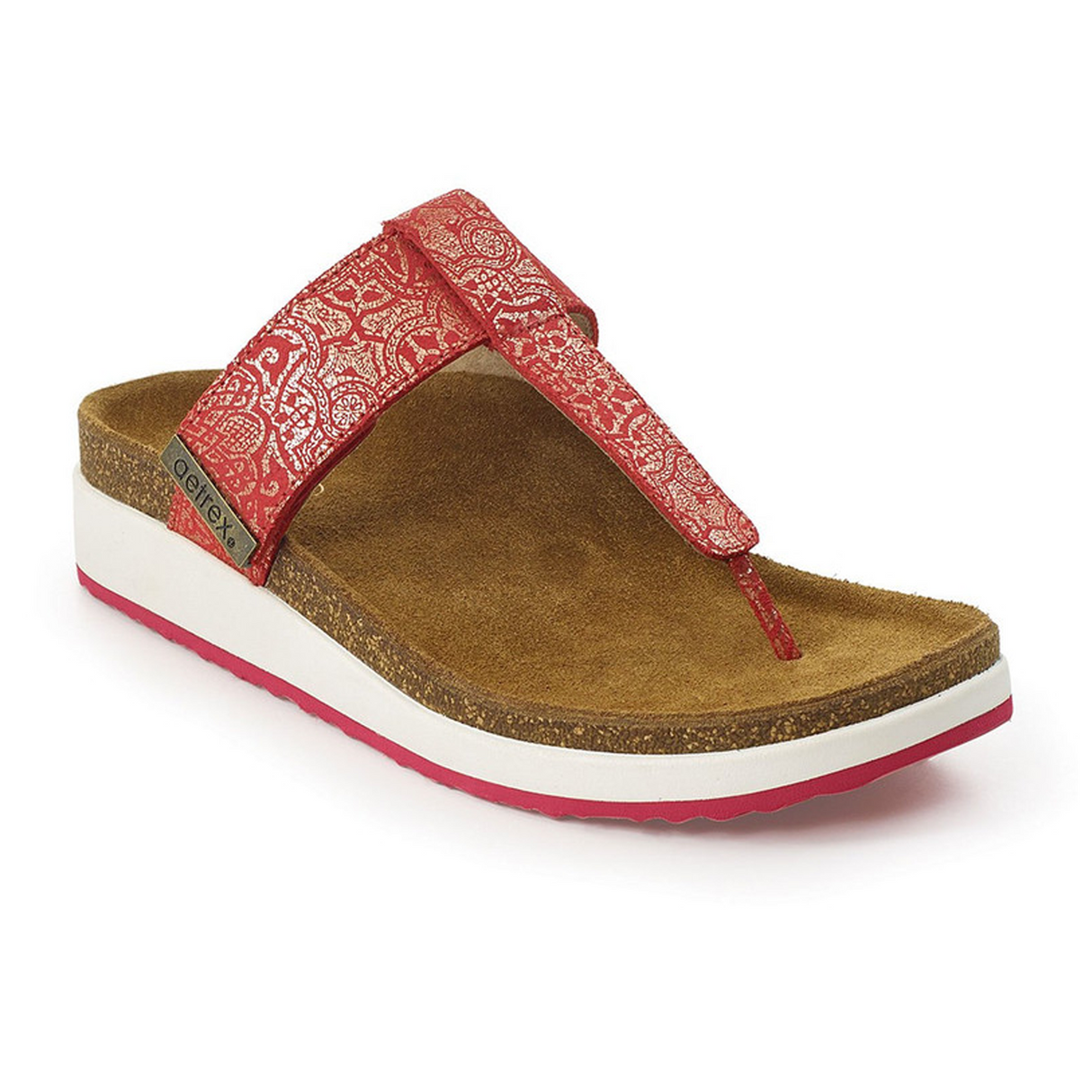 Aetrex Phoebe Sandal (Women) - Red Metallic Sandal - Thong - The Heel Shoe Fitters