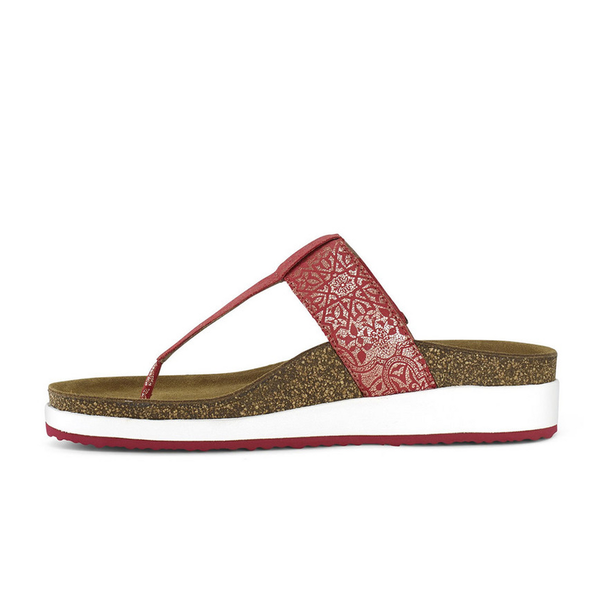 Aetrex Phoebe Sandal (Women) - Red Metallic Sandal - Thong - The Heel Shoe Fitters