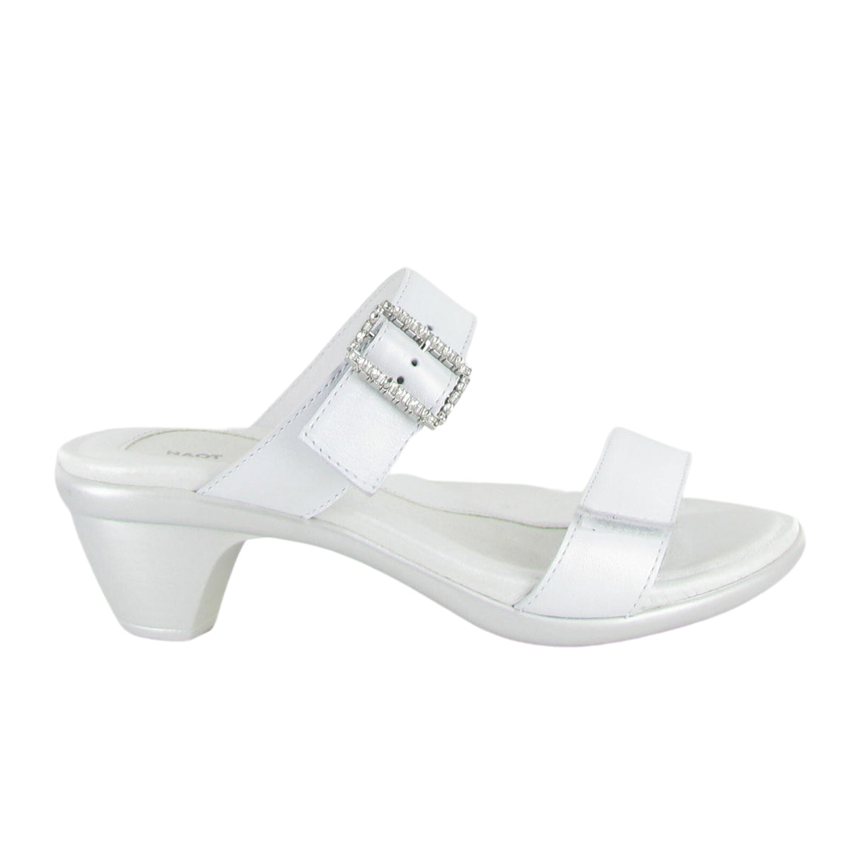 Naot Recent Heeled Slide Sandal (Women) - White Pearl Leather Sandal - Heel/Wedge - The Heel Shoe Fitters