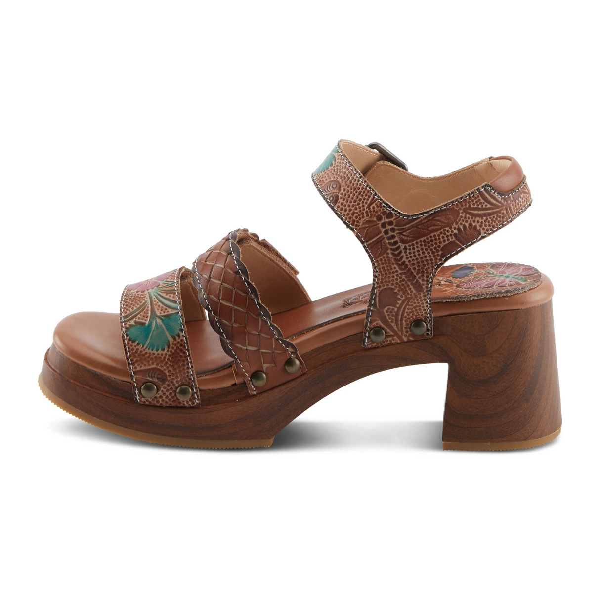 L'Artiste Retropel Wedge Sandal (Women) - Brown Multi Sandal - Heel/Wedge - The Heel Shoe Fitters