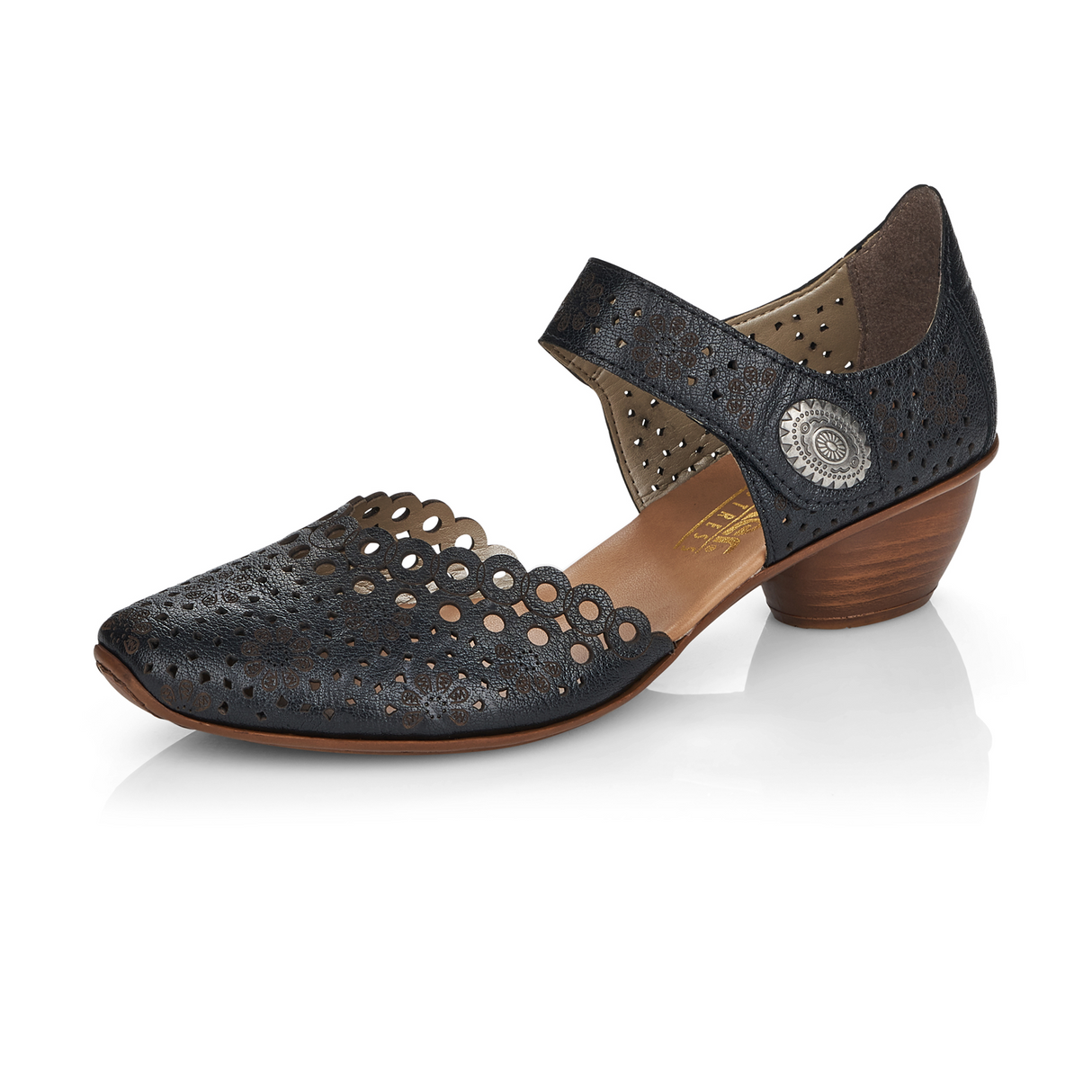 Rieker Mirjam 43753-00 Heeled Sandal (Women) - Black Dress-Casual - Heels - The Heel Shoe Fitters