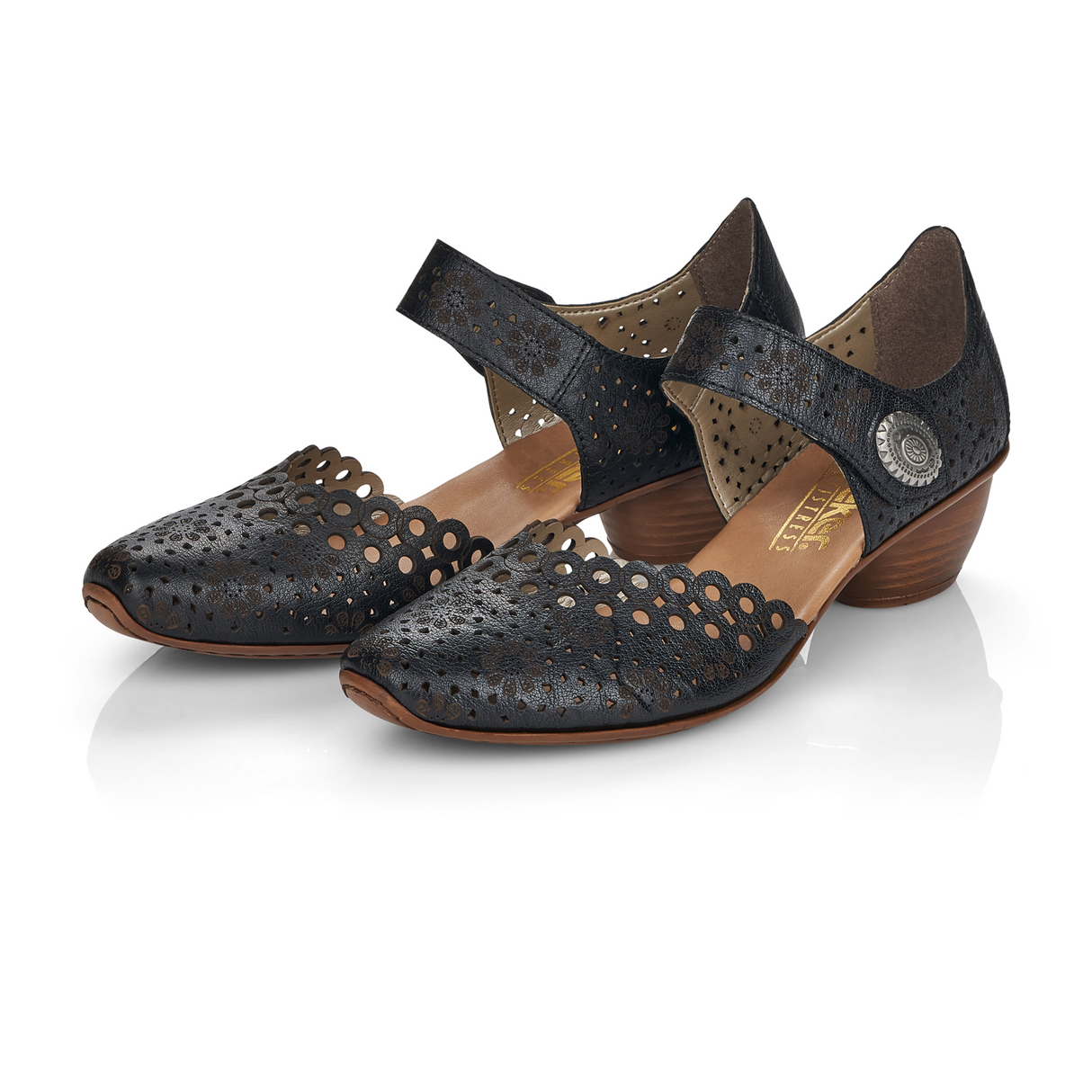 Rieker Mirjam 43753-00 Heeled Sandal (Women) - Black Dress-Casual - Heels - The Heel Shoe Fitters