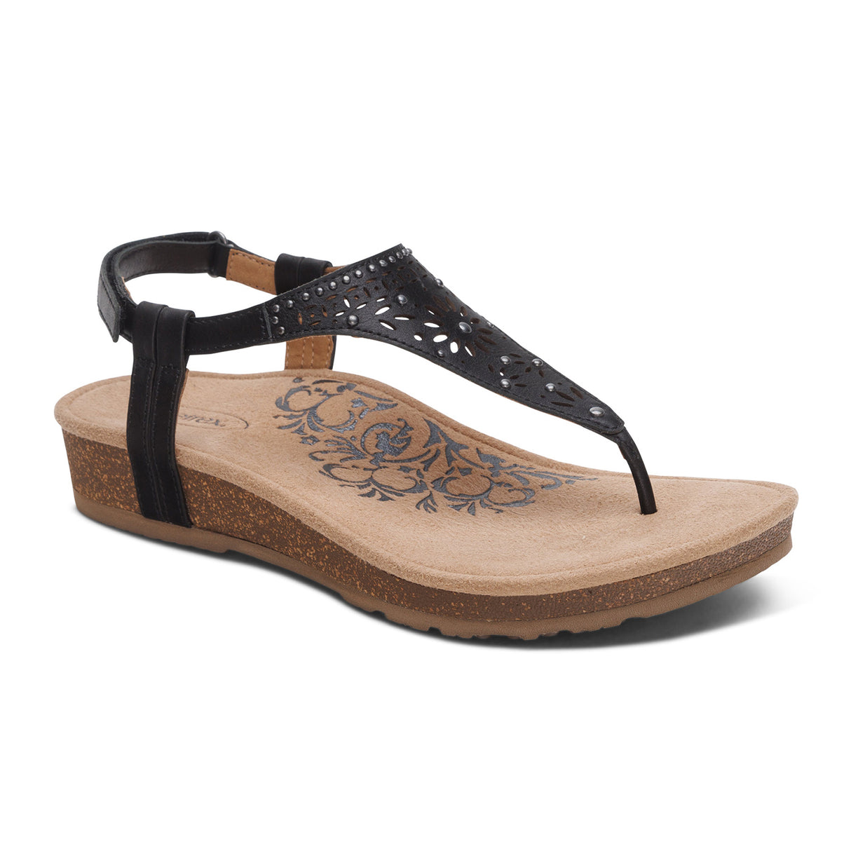 Aetrex Evelyn Backstrap Sandal (Women) - Black Sandal - Backstrap - The Heel Shoe Fitters