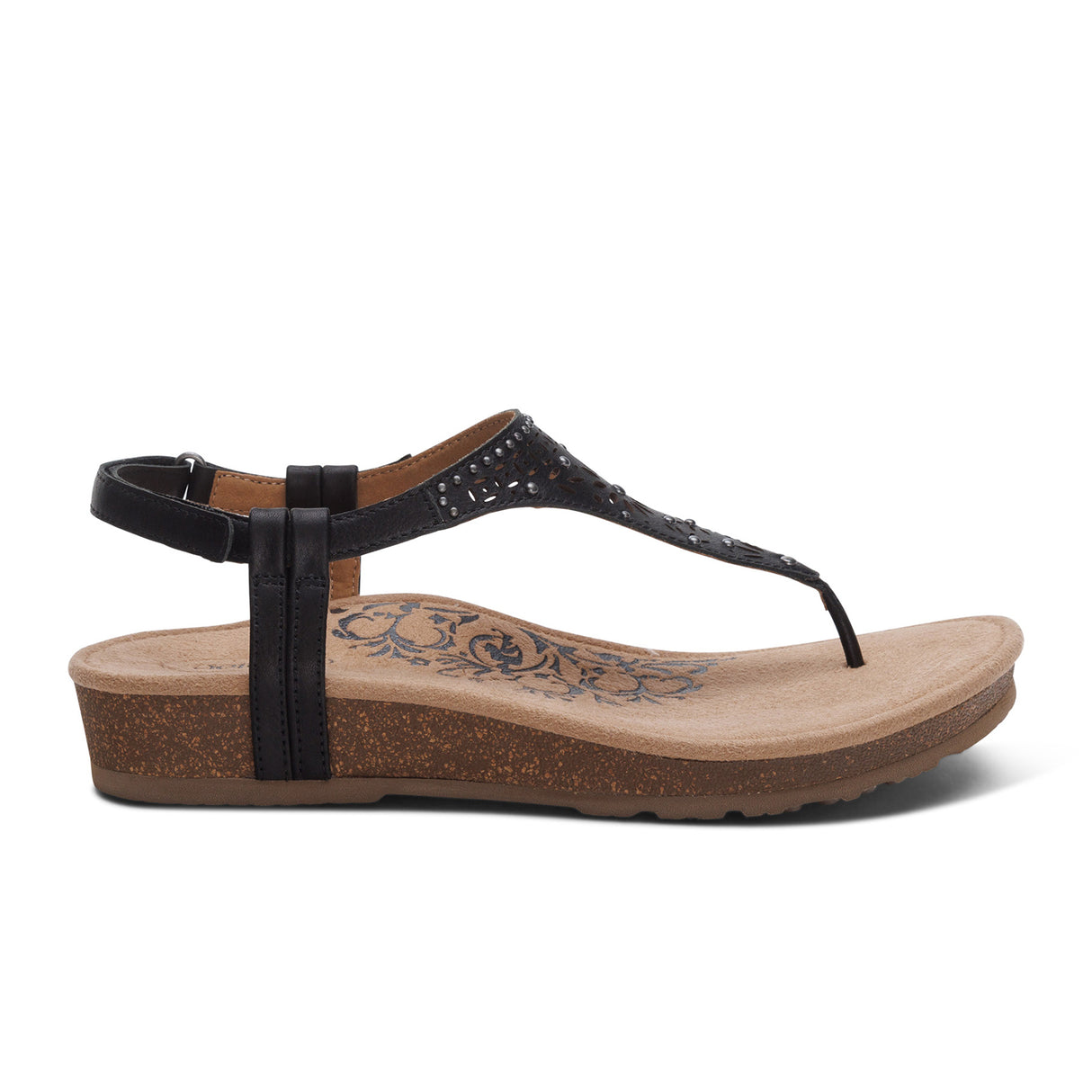 Aetrex Evelyn Backstrap Sandal (Women) - Black Sandal - Backstrap - The Heel Shoe Fitters