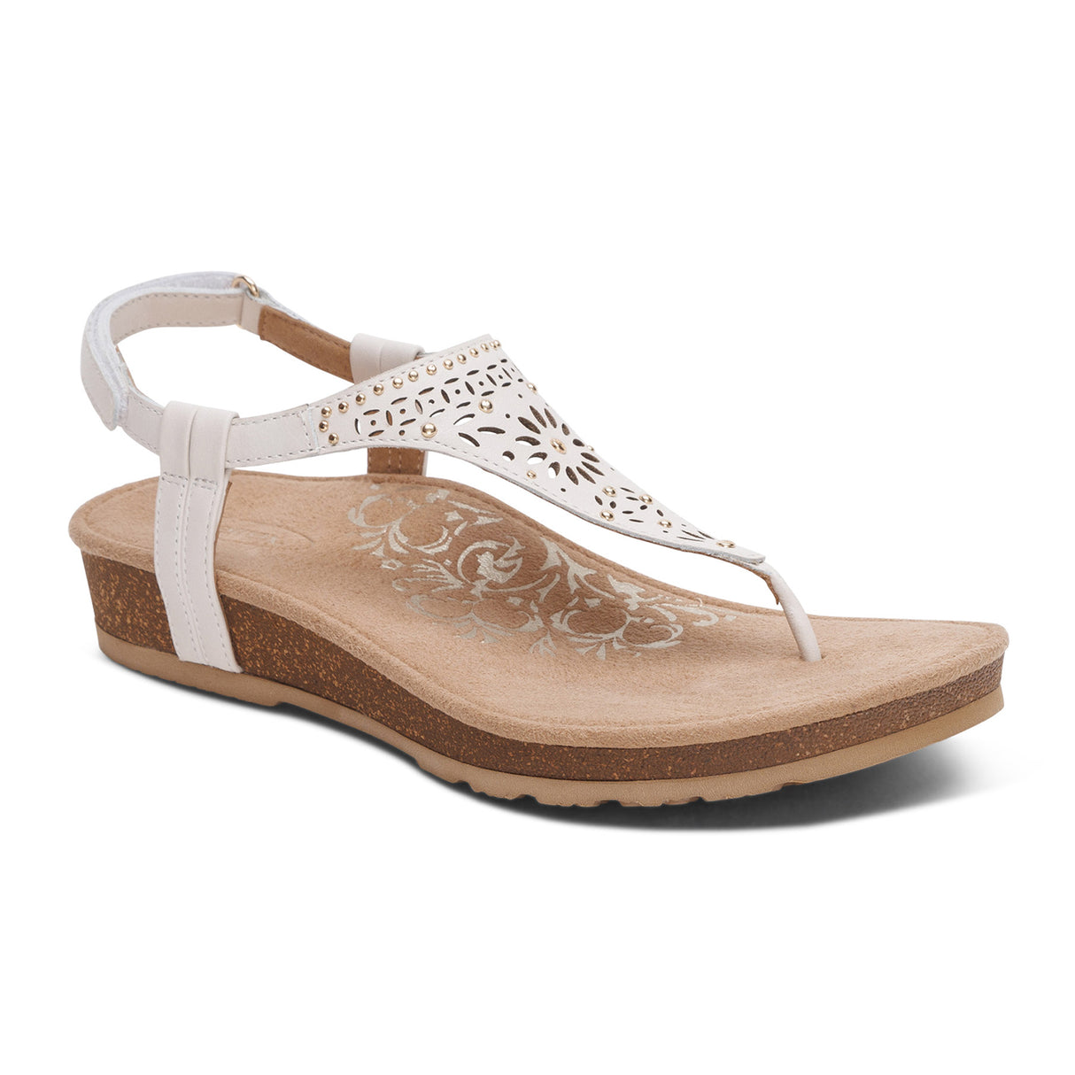 Aetrex Evelyn Backstrap Sandal (Women) - Ivory Sandal - Backstrap - The Heel Shoe Fitters