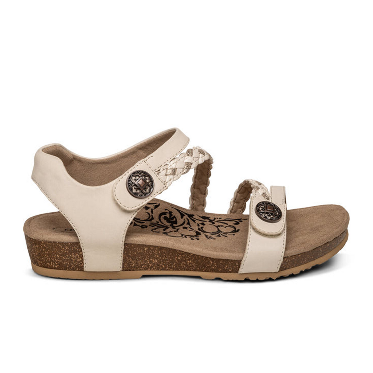 Aetrex Jillian Braided Backstrap Sandal (Women) - Ivory Sandal - Backstrap - The Heel Shoe Fitters