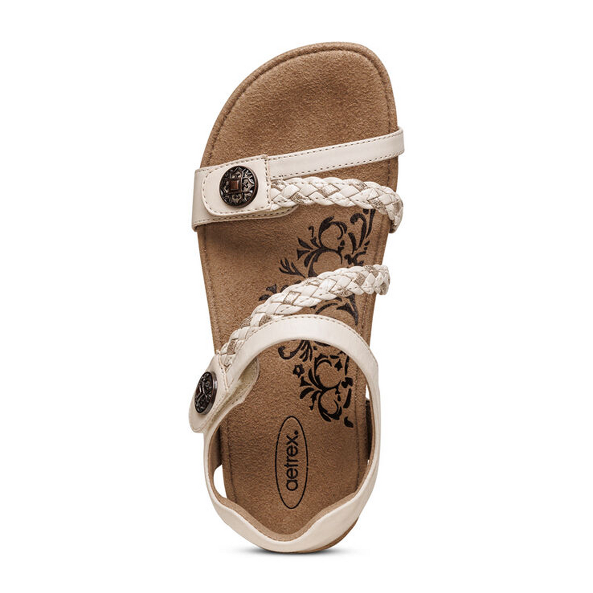 Aetrex Jillian Braided Backstrap Sandal (Women) - Ivory Sandal - Backstrap - The Heel Shoe Fitters