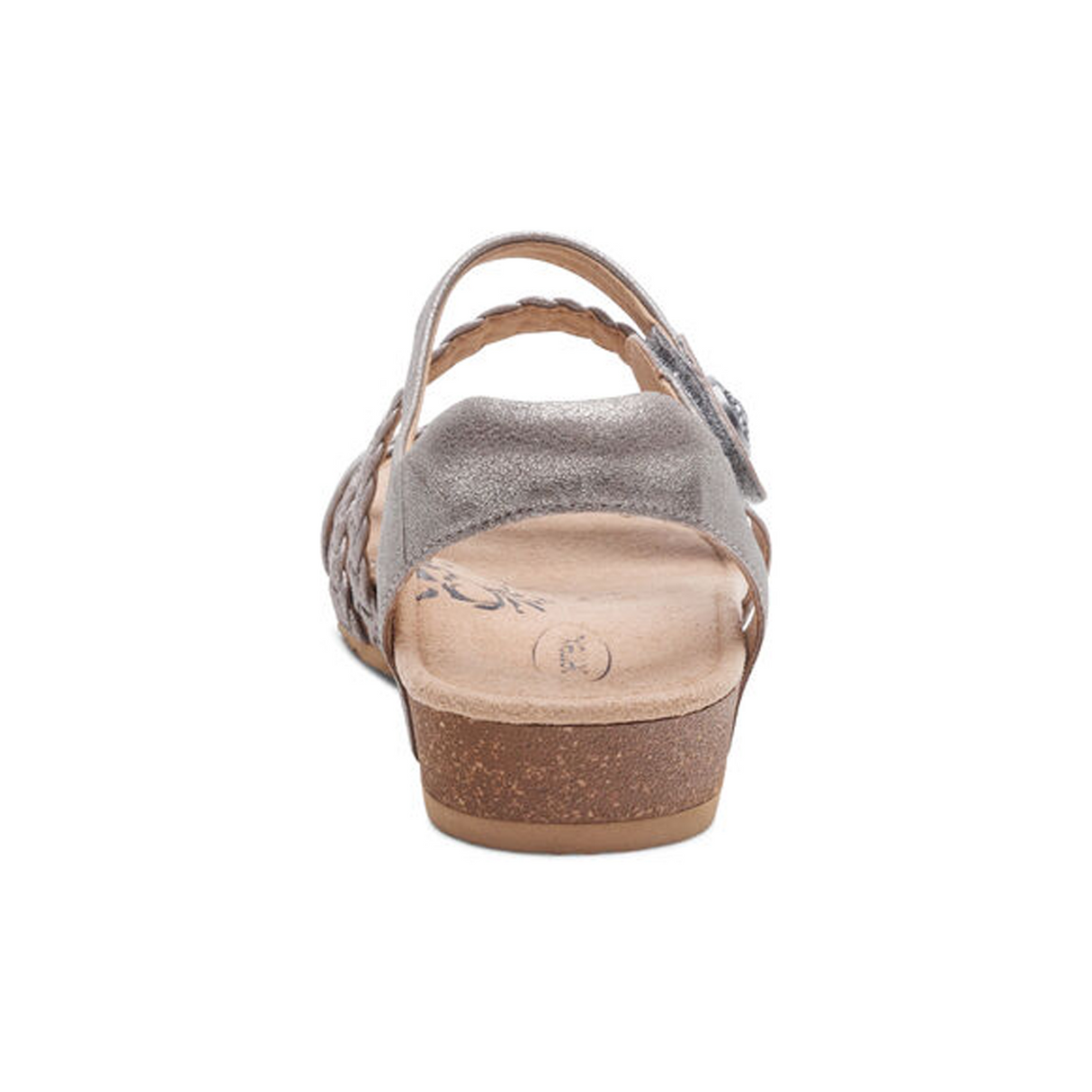 Aetrex Jillian Braided Backstrap Sandal (Women) - Brushed Silver Sandal - Backstrap - The Heel Shoe Fitters