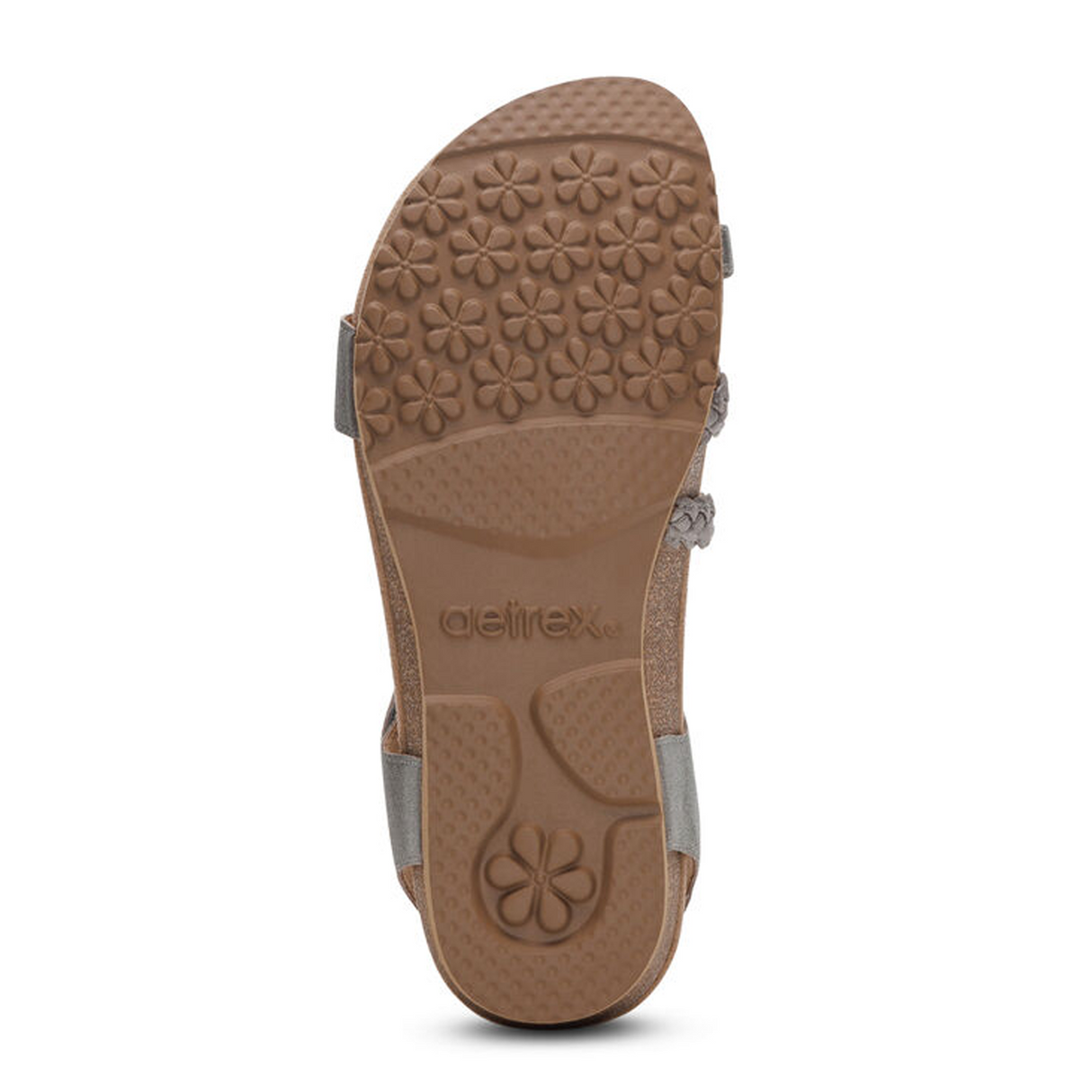 Aetrex Jillian Braided Backstrap Sandal (Women) - Brushed Silver Sandal - Backstrap - The Heel Shoe Fitters