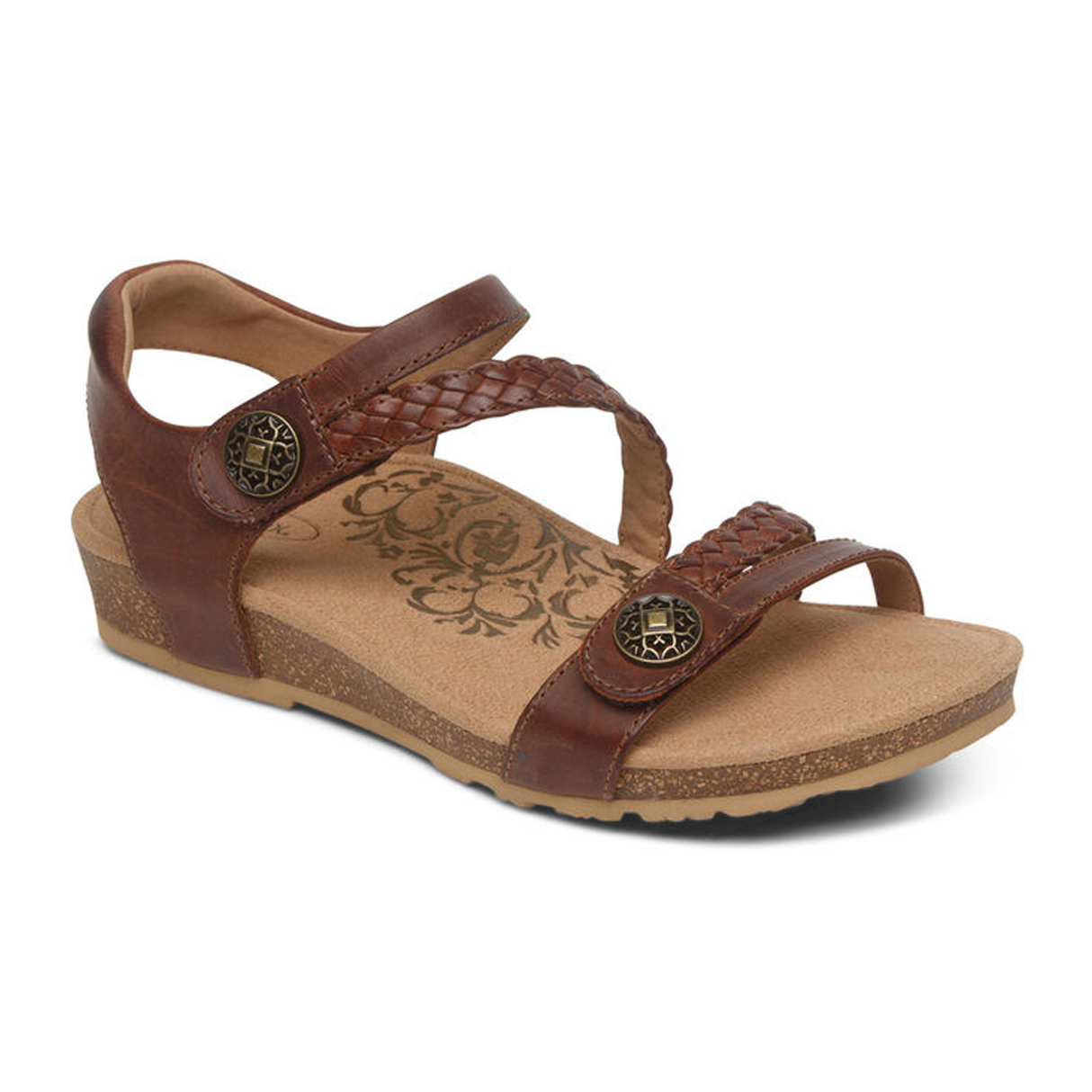 Aetrex Jillian Braided Backstrap Sandal (Women) - Walnut Sandal - Backstrap - The Heel Shoe Fitters