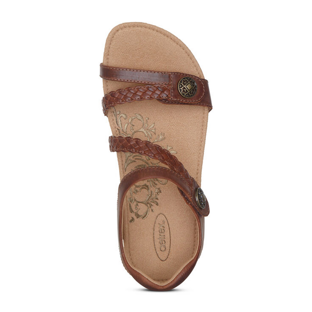 Aetrex Jillian Braided Backstrap Sandal (Women) - Walnut Sandal - Backstrap - The Heel Shoe Fitters