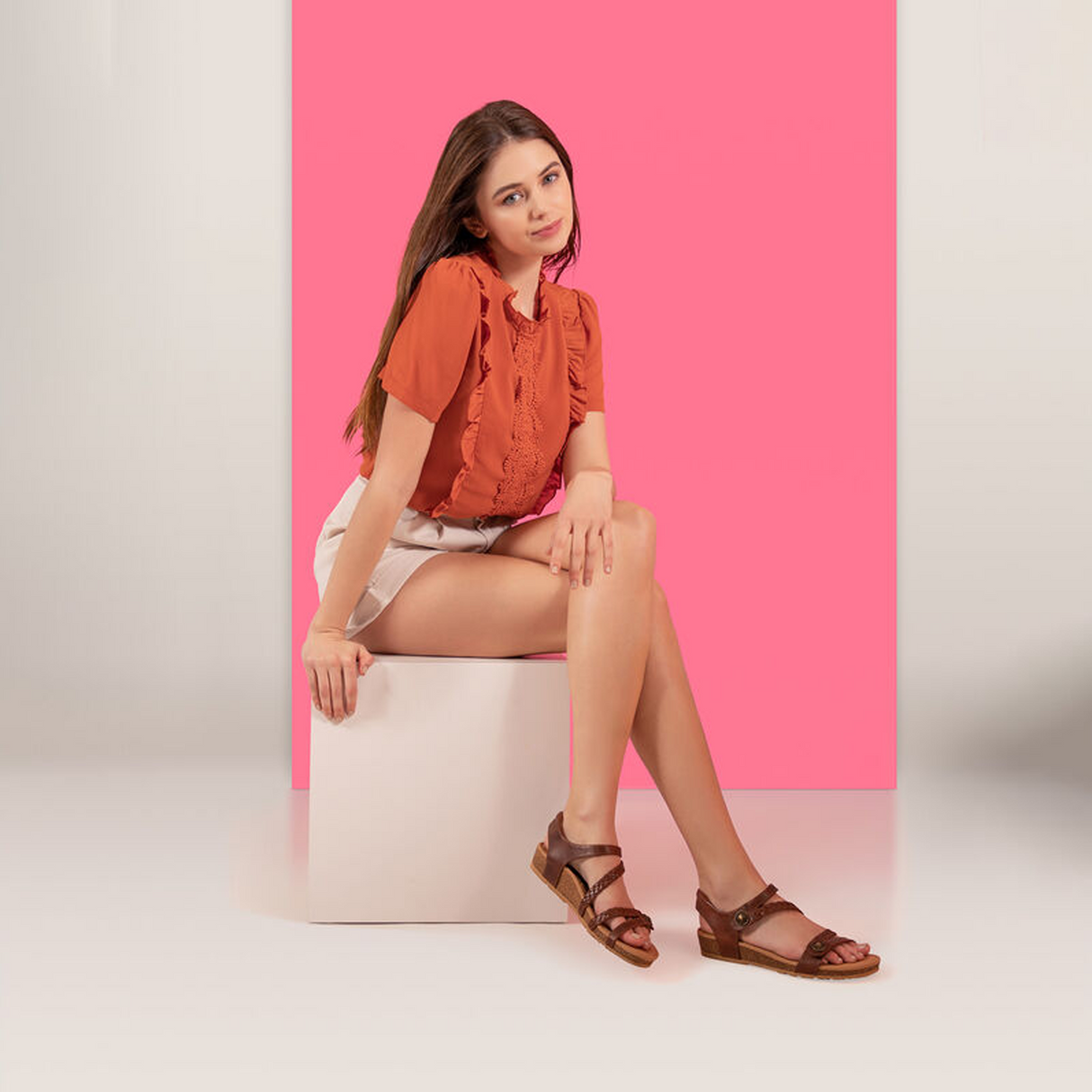 Aetrex Jillian Braided Backstrap Sandal (Women) - Walnut Sandal - Backstrap - The Heel Shoe Fitters