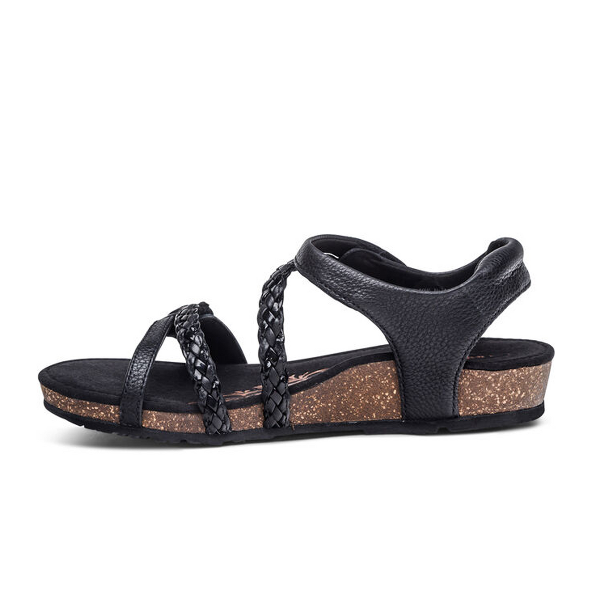 Aetrex Jillian Braided Backstrap Sandal (Women) - Black Sandal - Backstrap - The Heel Shoe Fitters