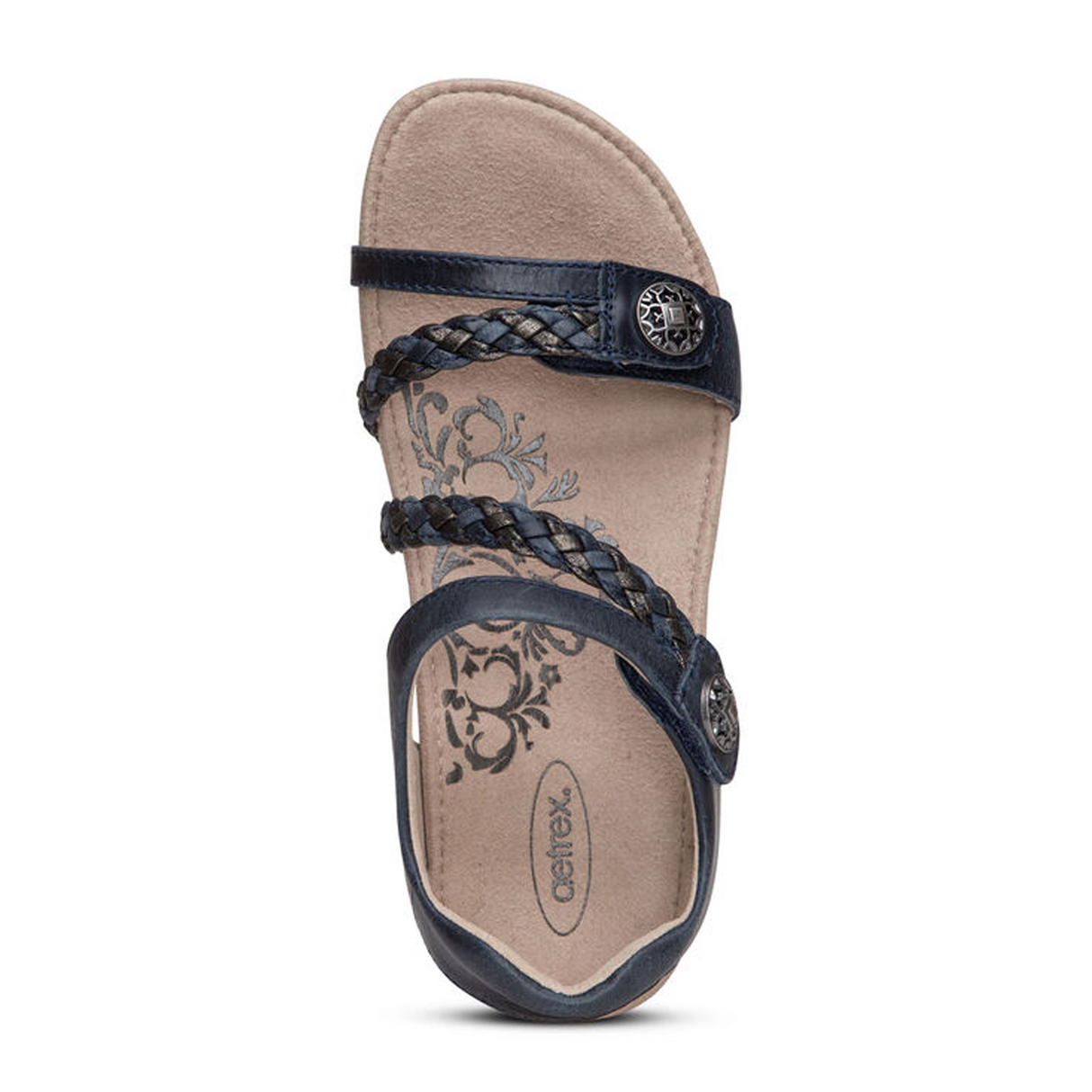 Aetrex Jillian Braided Backstrap Sandal (Women) - Navy Sandal - Backstrap - The Heel Shoe Fitters