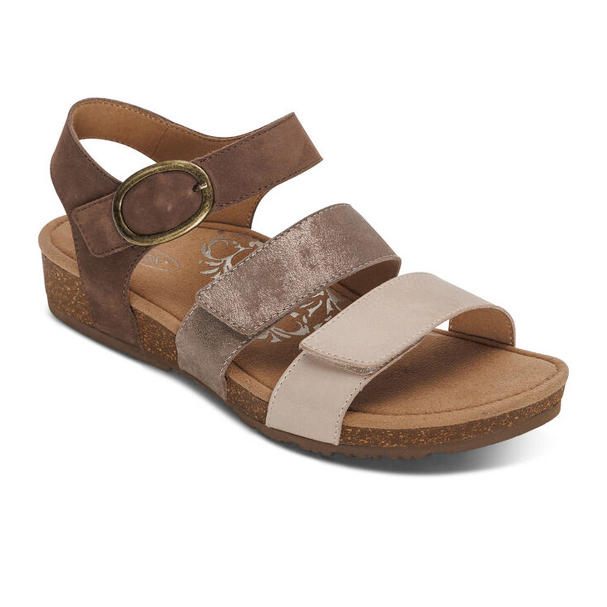 Aetrex Lilly Backstrap Sandal (Women) - Taupe Sandal - Backstrap - The Heel Shoe Fitters