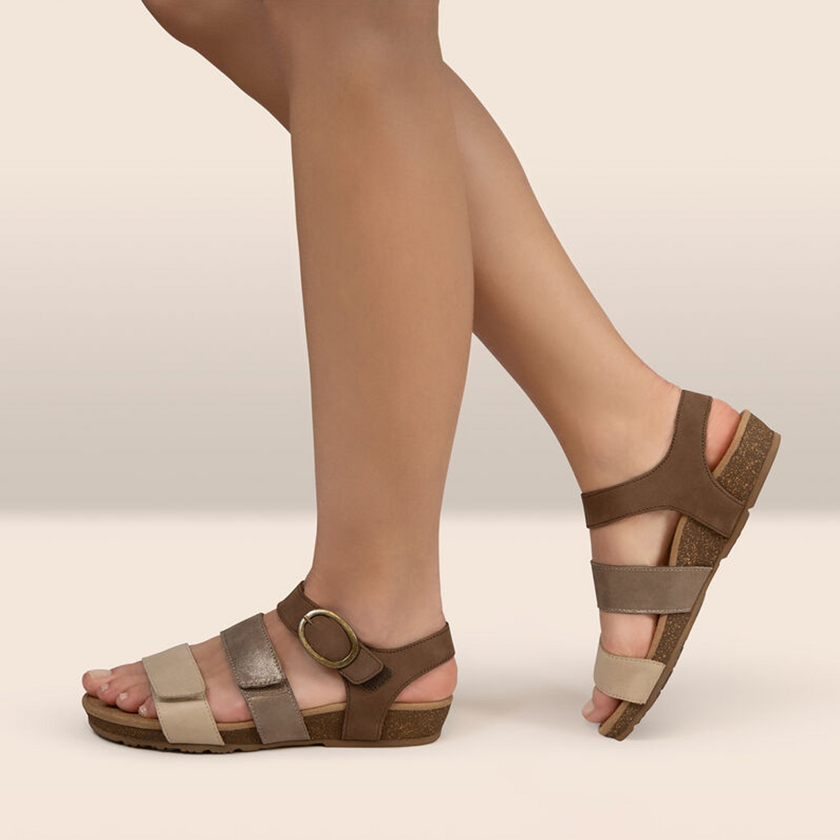 Aetrex Lilly Backstrap Sandal (Women) - Taupe Sandal - Backstrap - The Heel Shoe Fitters