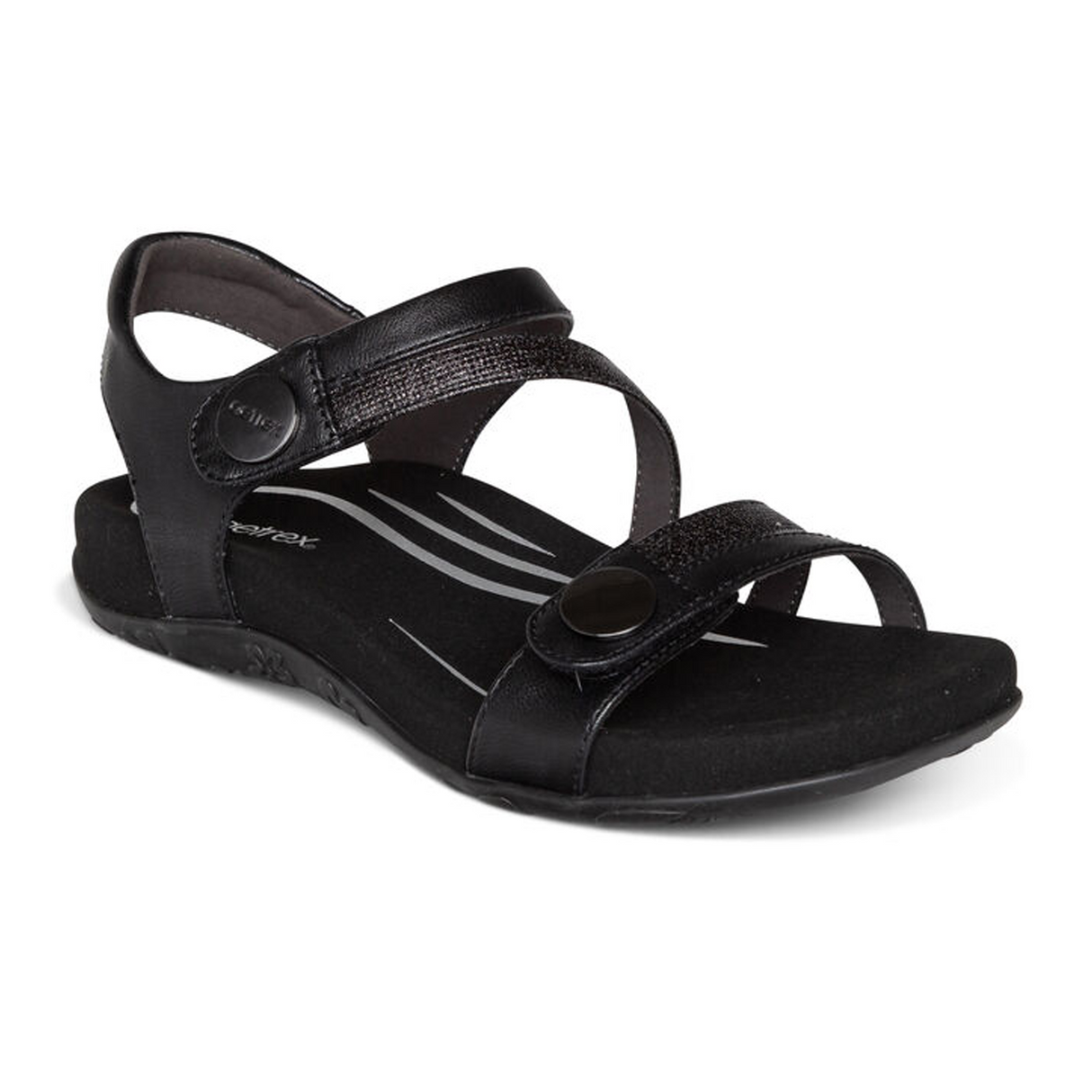 Aetrex Jess Backstrap Sandal (Women) - Black Sandal - Backstrap - The Heel Shoe Fitters