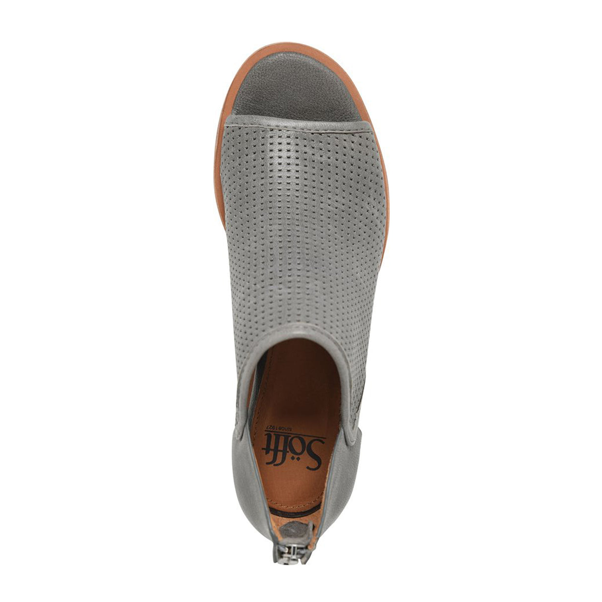 Sofft Carleigh Bootie (Women) - Moon Grey Perf Sandal - Heel/Wedge - The Heel Shoe Fitters