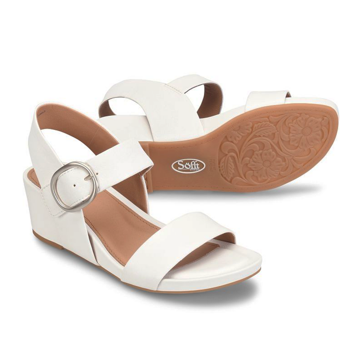 Sofft Vaya Wedge Sandal (Women) - True White Sandal - Heel/Wedge - The Heel Shoe Fitters
