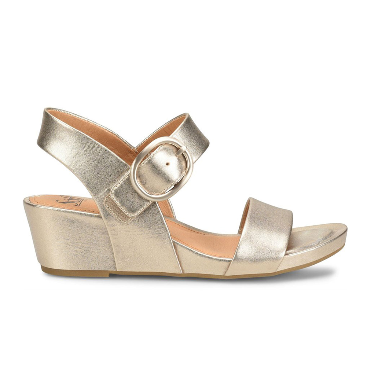 Sofft Vaya Wedge Sandal (Women) - Gold Sandal - Heel/Wedge - The Heel Shoe Fitters