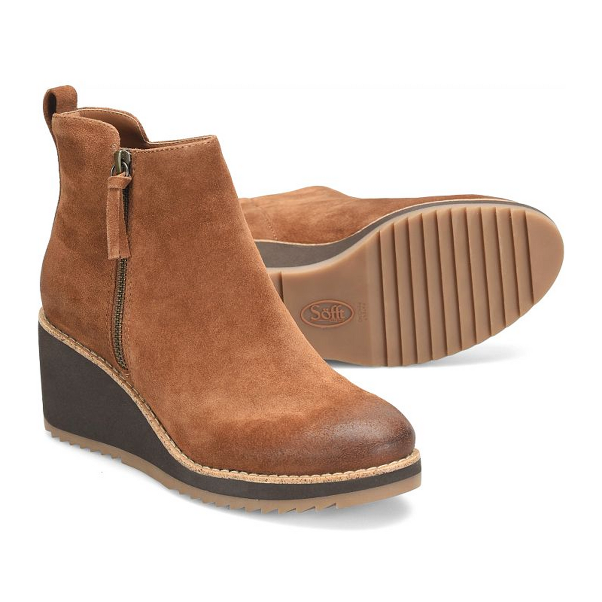 Sofft Emeline Wedge Boot (Women) - Havana Brown Boots - Fashion - Wedge - The Heel Shoe Fitters