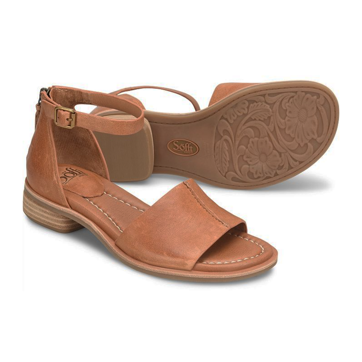 Sofft Faxyn Low Heeled Sandal (Women) - Luggage - The Heel Shoe Fitters