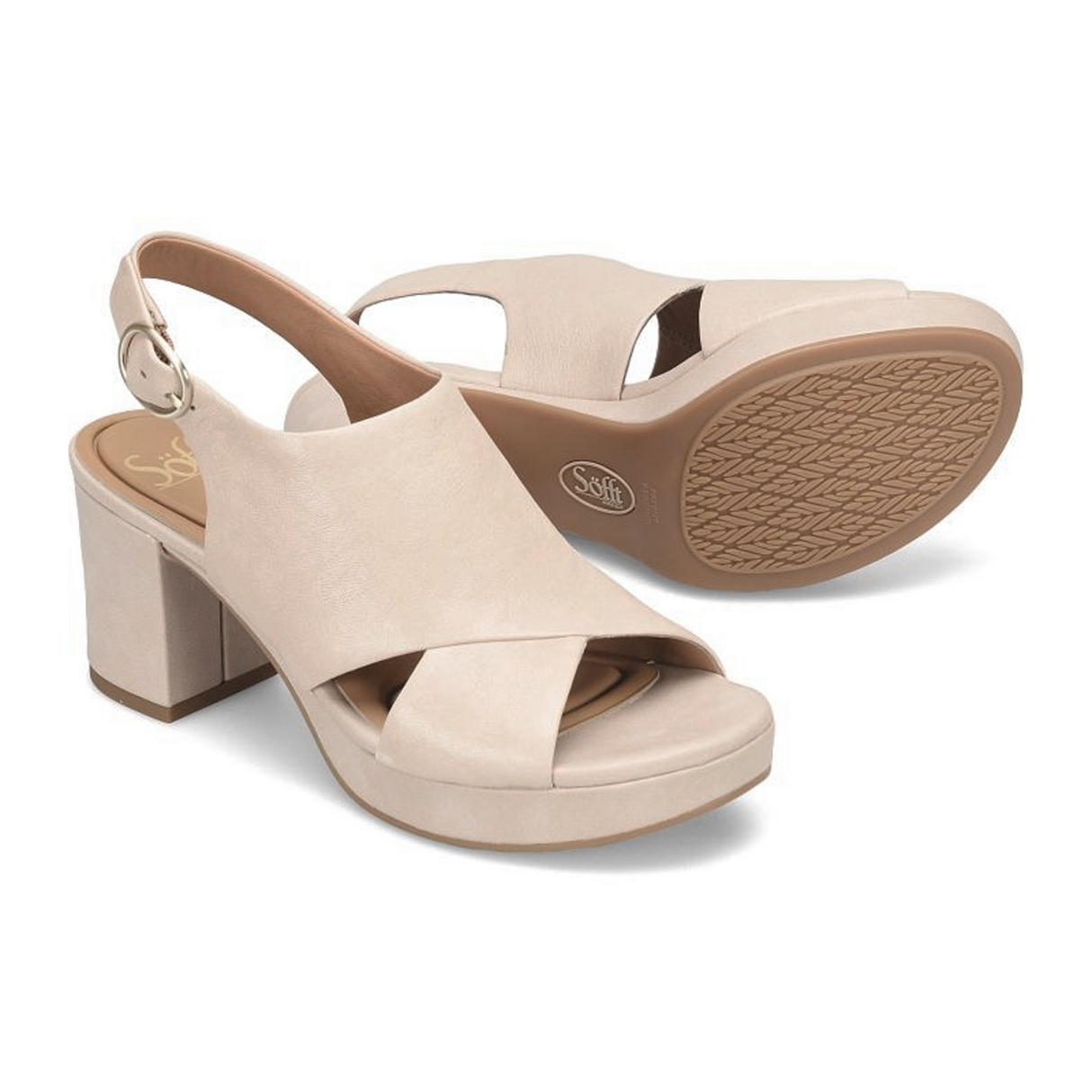Sofft Liv Heeled Sandal (Women) - Tapioca Grey Sandal - Heel/Wedge - The Heel Shoe Fitters