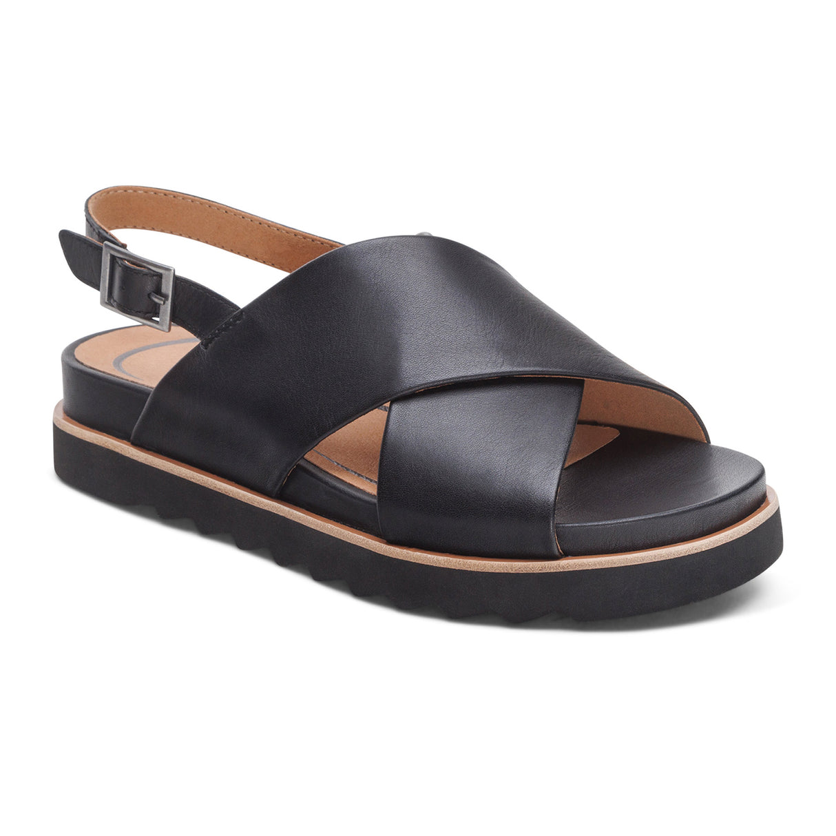 Aetrex Thea Backstrap Sandal (Women) - Black Sandal - Backstrap - The Heel Shoe Fitters