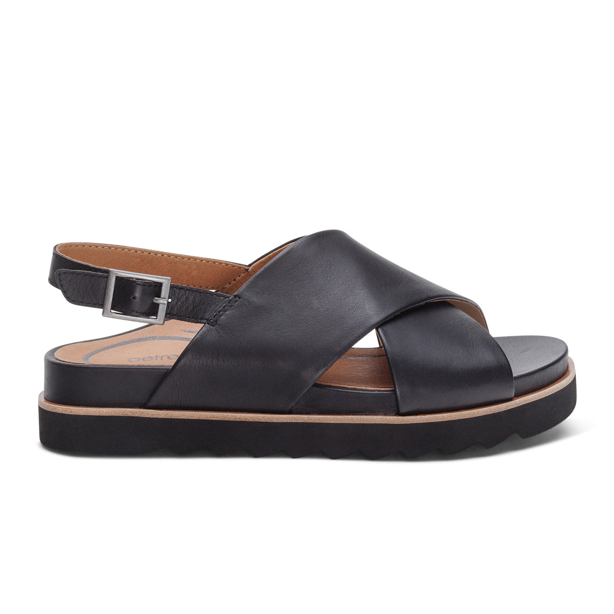 Aetrex Thea Backstrap Sandal (Women) - Black Sandal - Backstrap - The Heel Shoe Fitters