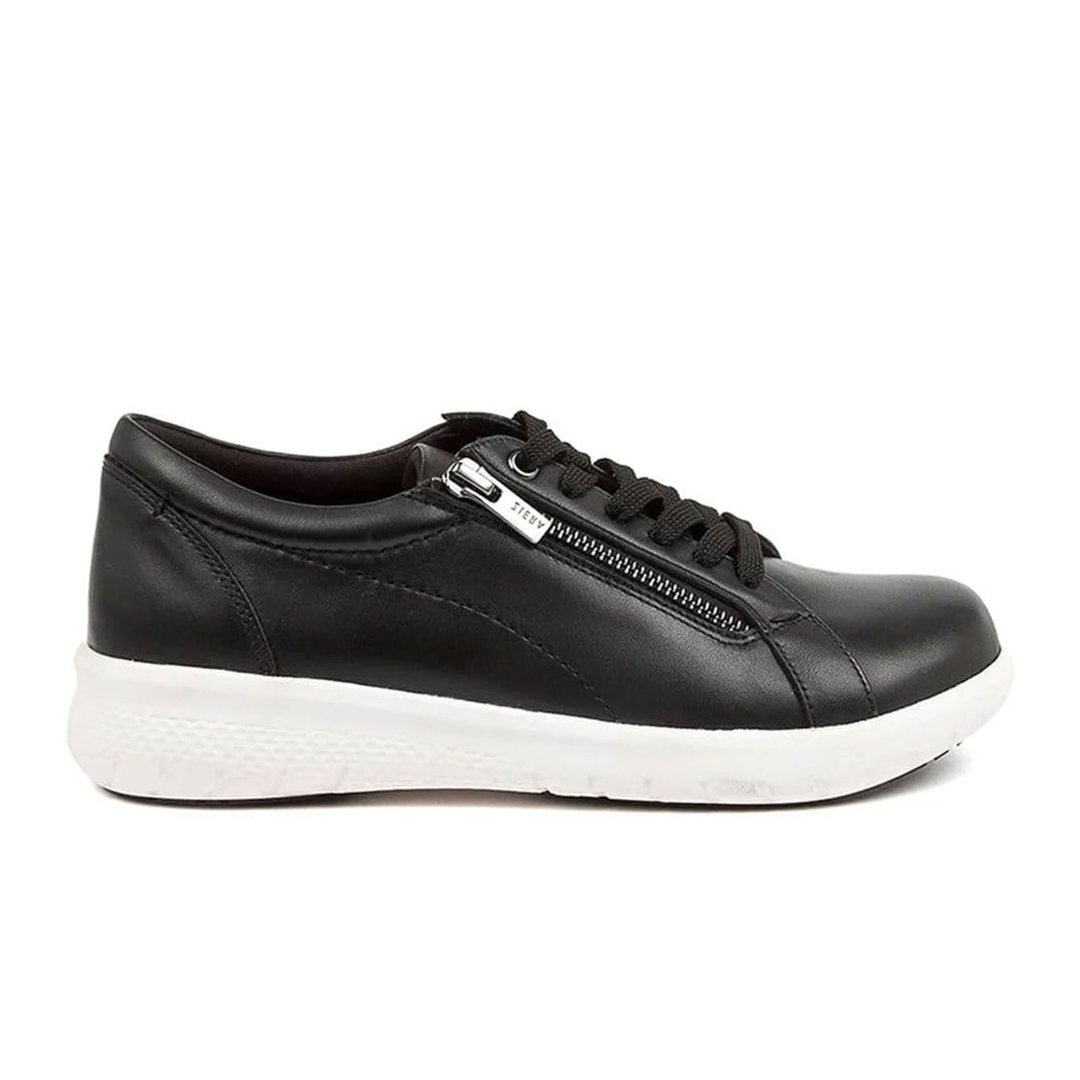 Ziera Solar XF Sneaker (Women) - Black Leather/White Outsole Dress-Casual - Lace Ups - The Heel Shoe Fitters
