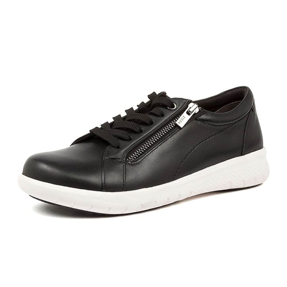 Ziera Solar XF Sneaker (Women) - Black Leather/White Outsole Dress-Casual - Lace Ups - The Heel Shoe Fitters