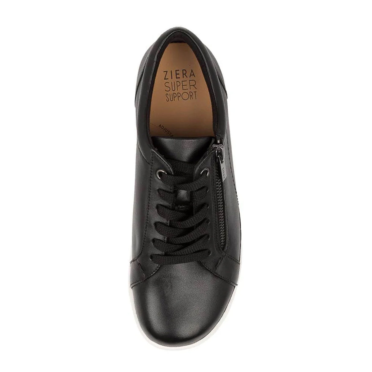 Ziera Solar XF Sneaker (Women) - Black Leather/White Outsole Dress-Casual - Lace Ups - The Heel Shoe Fitters