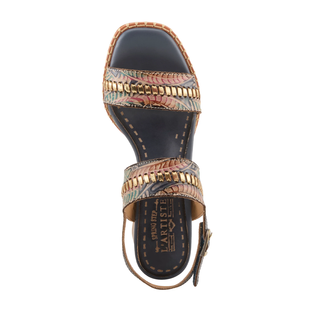 L'Artiste Starstud Wedge Sandal (Women) - Blue Multi Sandal - Heel/Wedge - The Heel Shoe Fitters