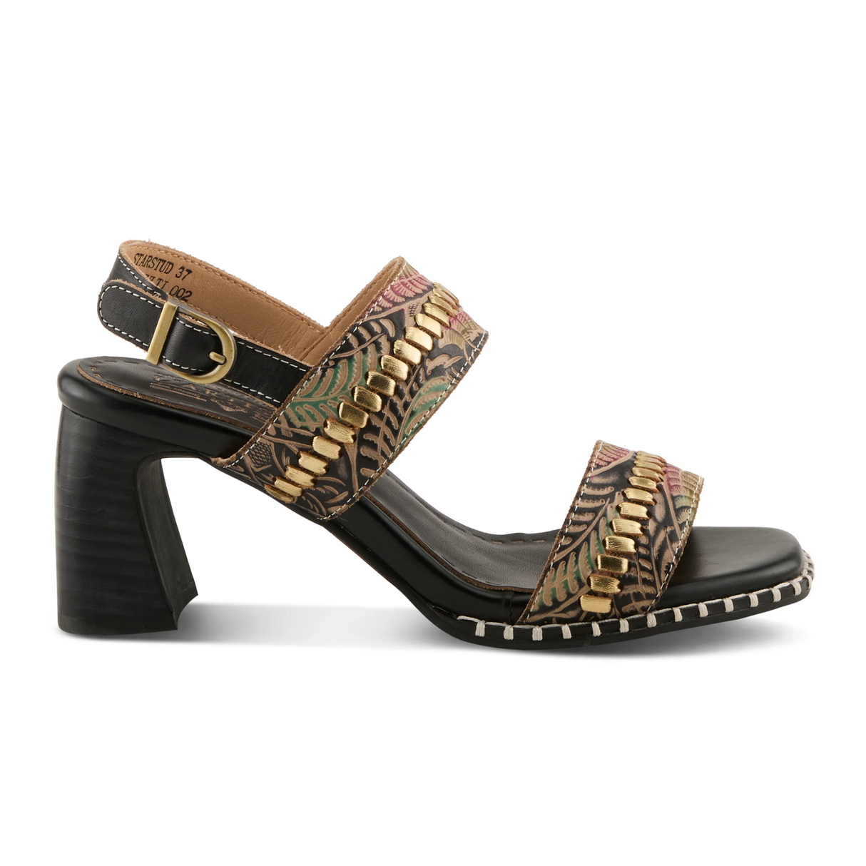 L'Artiste Starstud Wedge Sandal (Women) - Black Multi Sandal - Heel/Wedge - The Heel Shoe Fitters