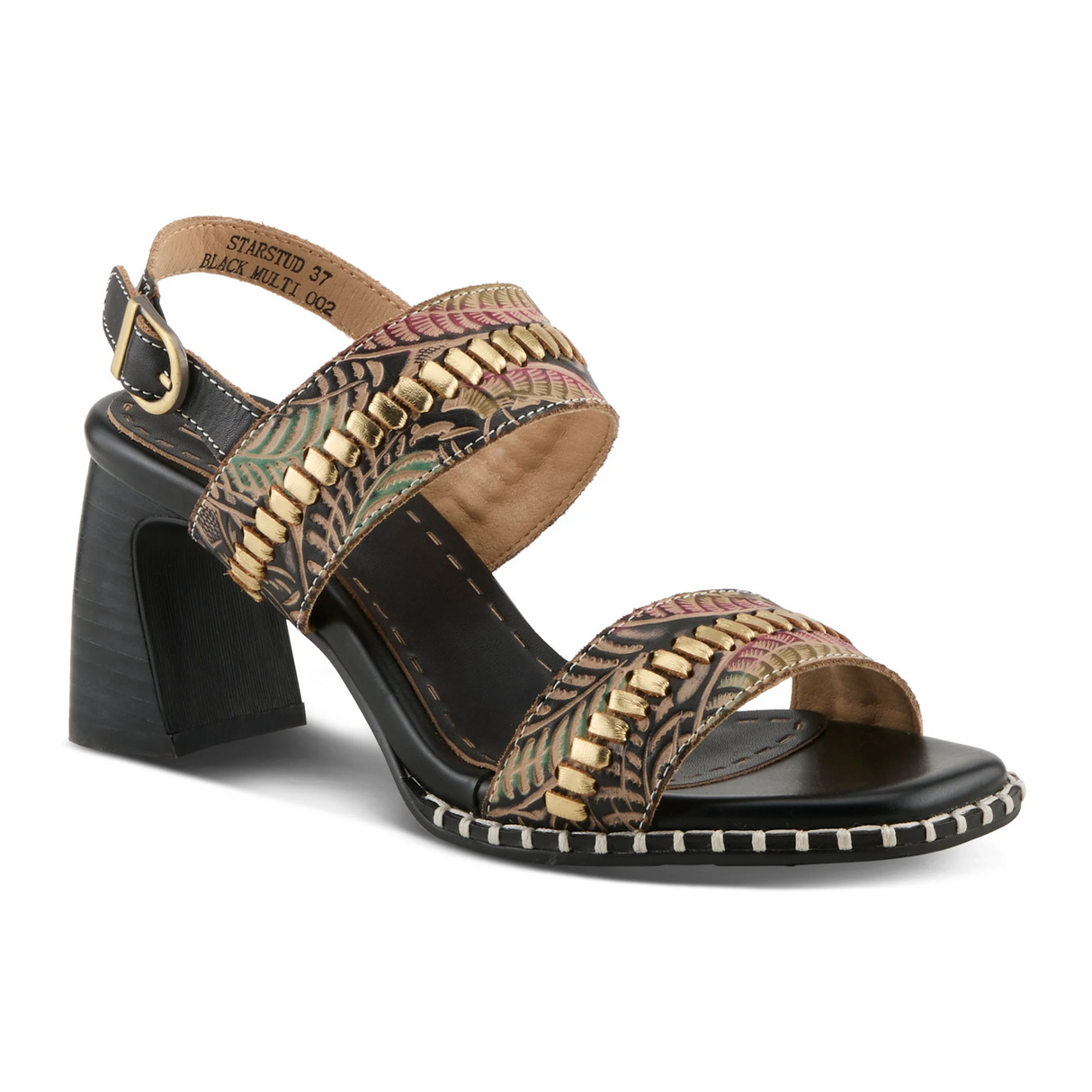 L'Artiste Starstud Wedge Sandal (Women) - Black Multi Sandal - Heel/Wedge - The Heel Shoe Fitters