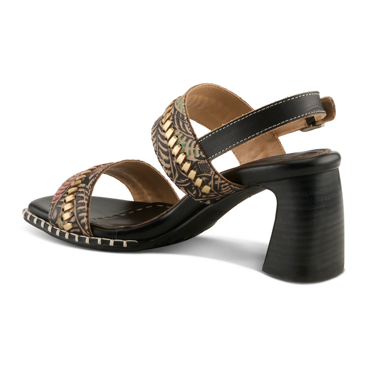 L'Artiste Starstud Wedge Sandal (Women) - Black Multi Sandal - Heel/Wedge - The Heel Shoe Fitters