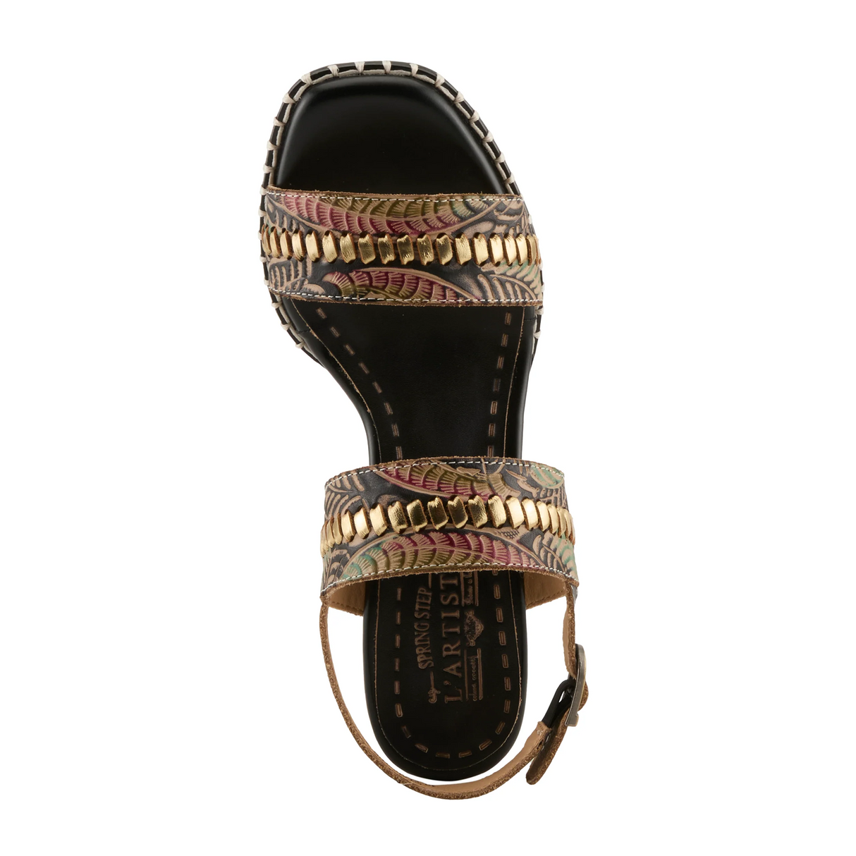 L'Artiste Starstud Wedge Sandal (Women) - Black Multi Sandal - Heel/Wedge - The Heel Shoe Fitters