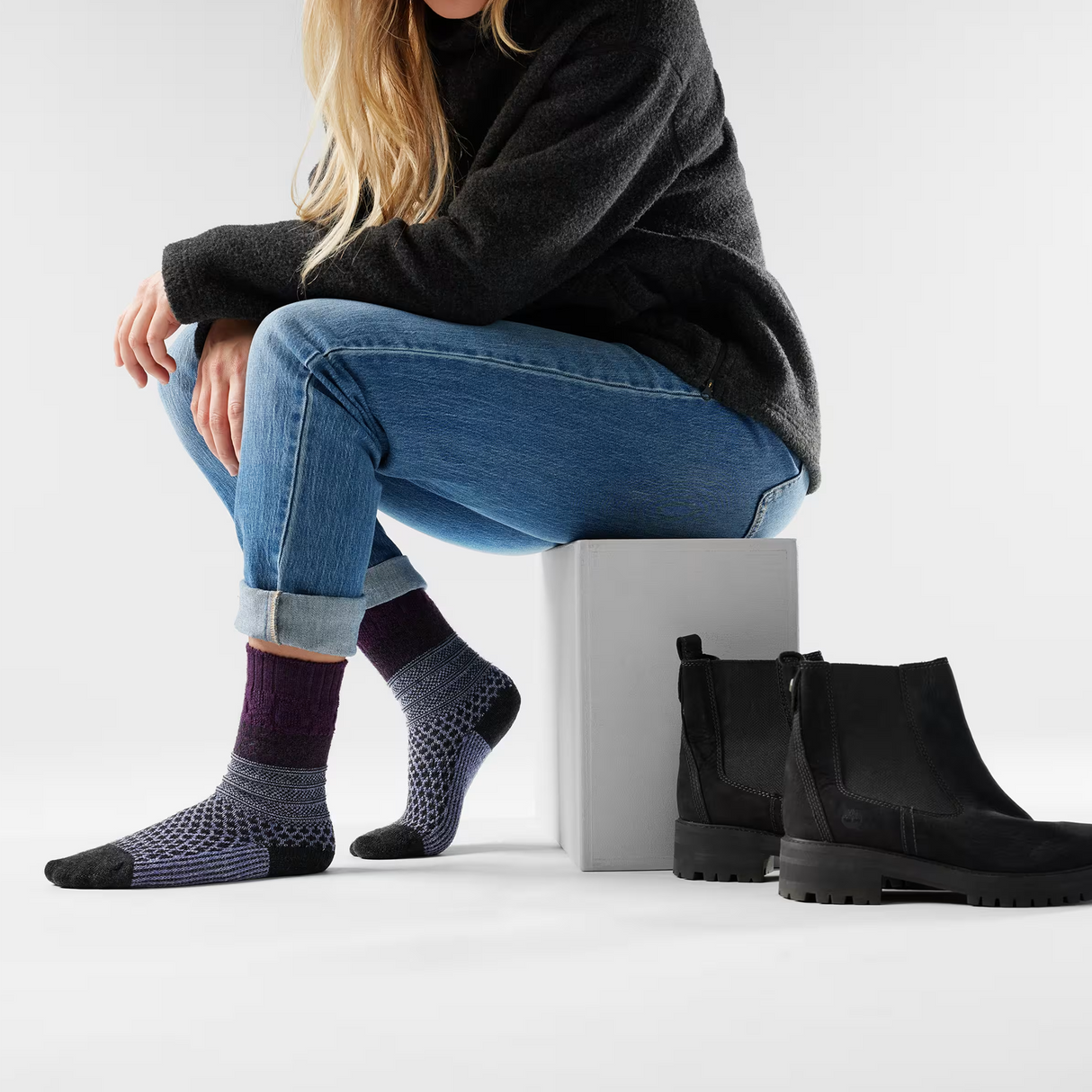 Smartwool Everyday Cozy Popcorn Cable Crew (Unisex) - Chalk Violet Accessories - Socks - Lifestyle - The Heel Shoe Fitters
