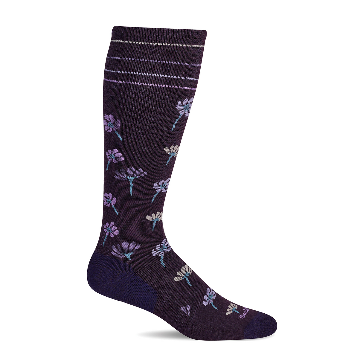 Sockwell Field Flower Over the Calf Compression Sock (Women) - Blackberry Accessories - Socks - Lifestyle - The Heel Shoe Fitters