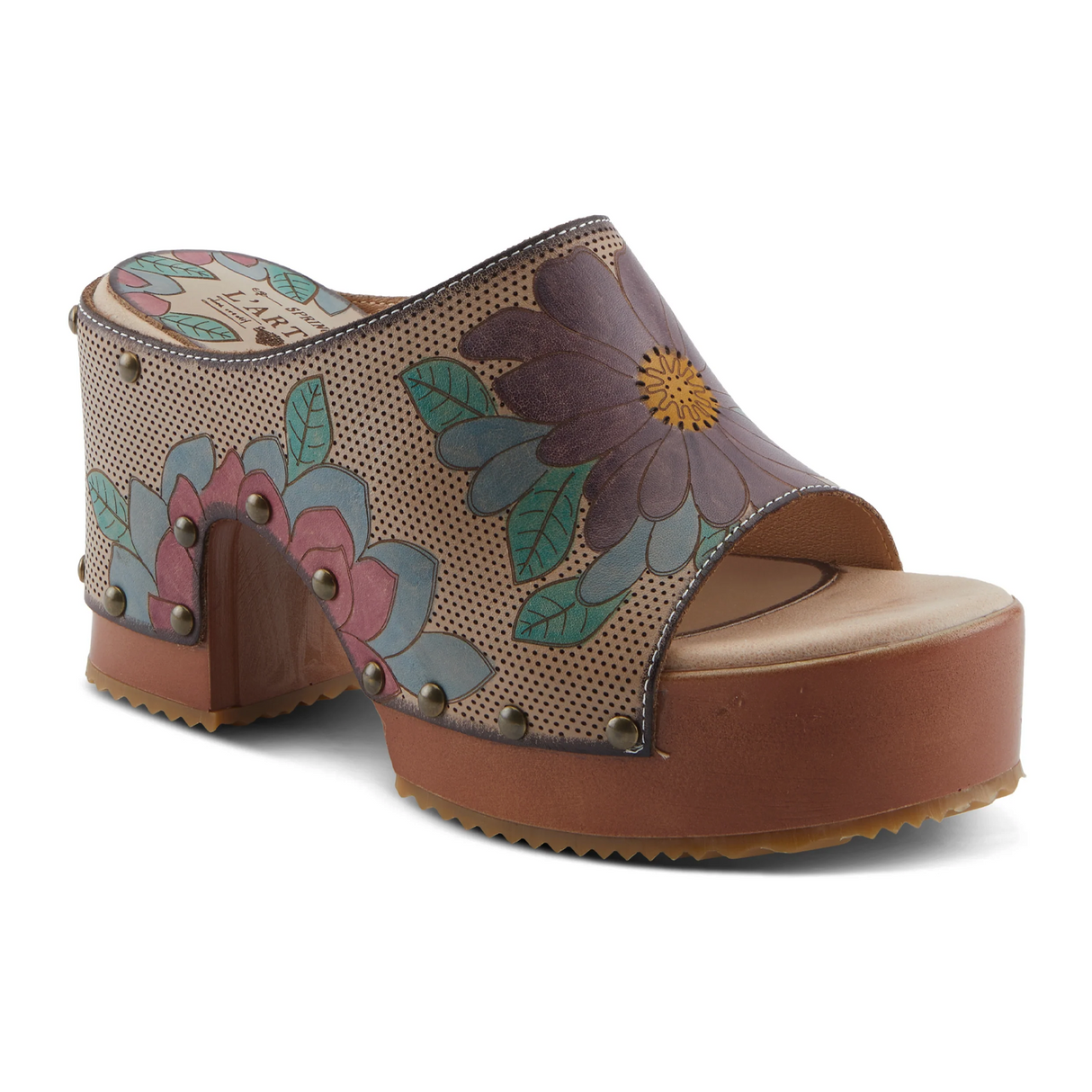 L'Artiste Teeshirt Wedge Sandal (Women) - Beige Multi Sandal - Heel/Wedge - The Heel Shoe Fitters