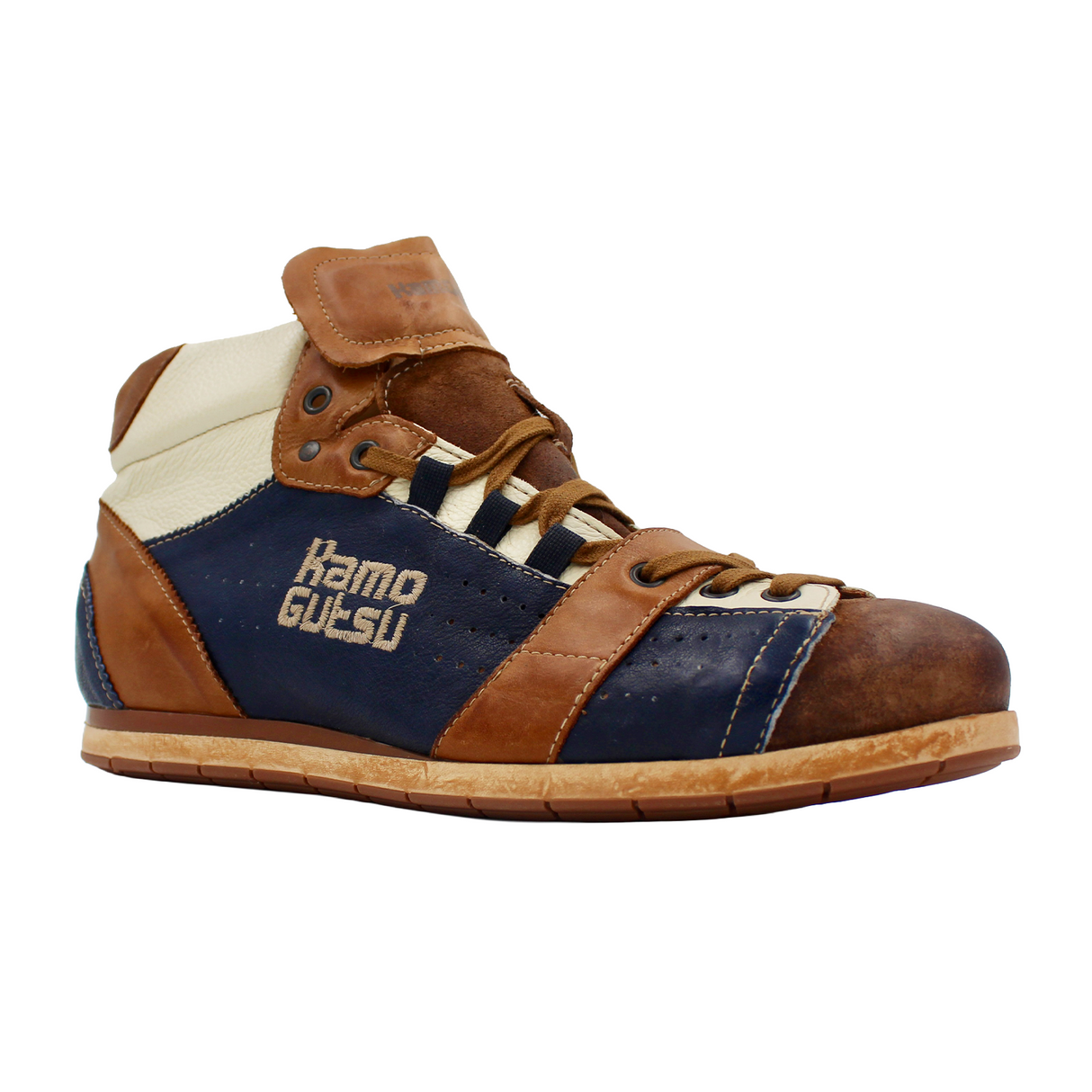 Kamo-Gutsu TIFO 105 Mid Sneaker (Men) - Marrone/Royal Athletic - Casual - Lace Up - The Heel Shoe Fitters