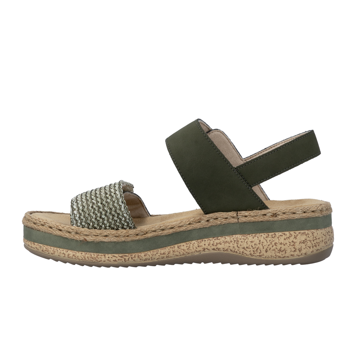 Rieker Regina 51 Wedge Sandal (Women) - Schilf/Moor Sandal - Heel/Wedge - The Heel Shoe Fitters