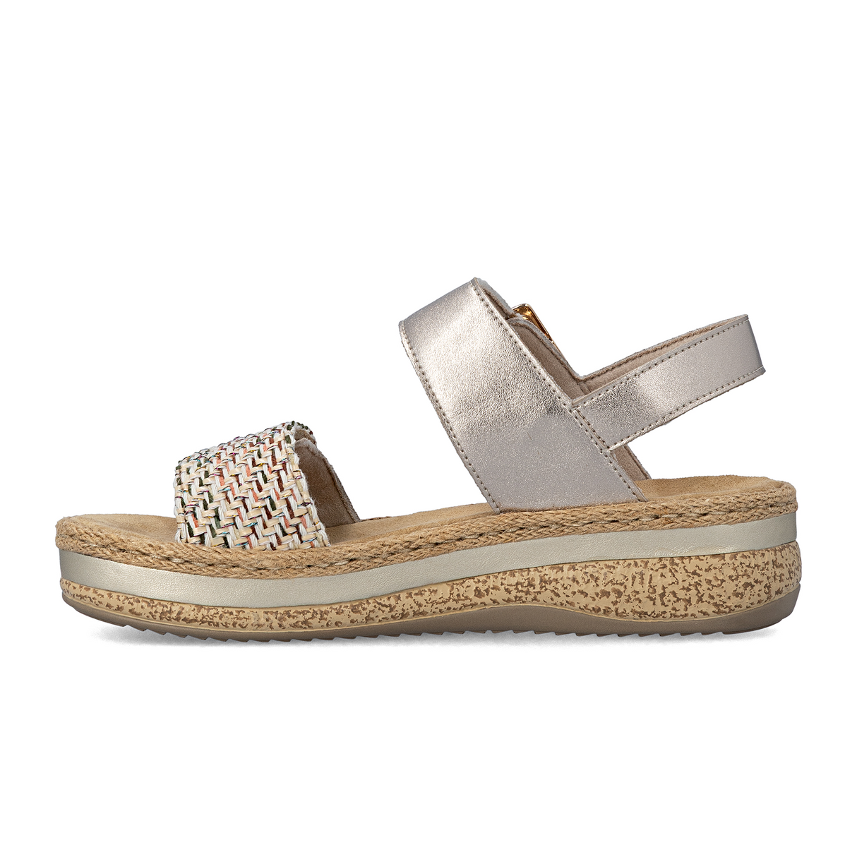 Rieker Regina 51 Wedge Sandal (Women) - Beige/Lightbrass Sandal - Heel/Wedge - The Heel Shoe Fitters