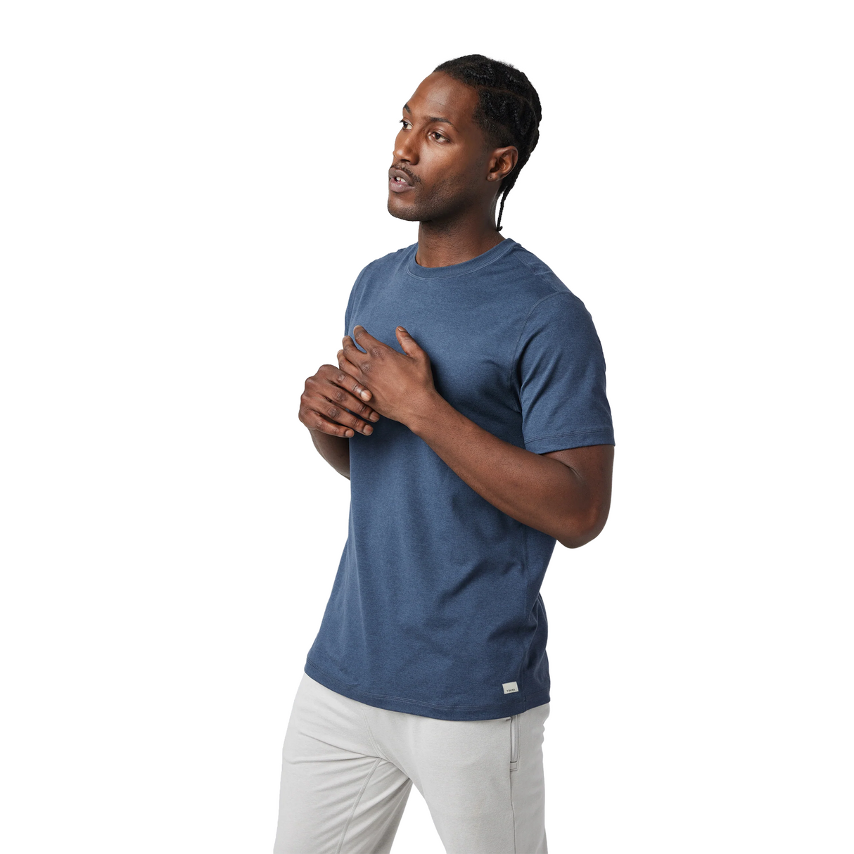 Vuori Ponto Performance Short Sleeve (Men) - Azure Heather Apparel - Top - Short Sleeve - The Heel Shoe Fitters