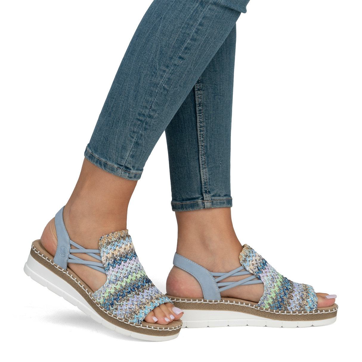 Rieker Regina 41 Backstrap Sandal (Women) - Blue Multi Sandal - Backstrap - The Heel Shoe Fitters